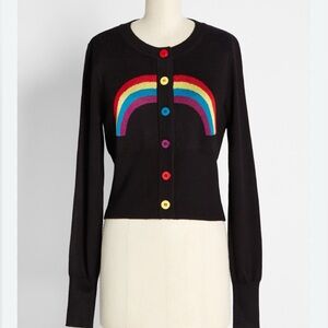 Royal Monk fitted rainbow sweater with multicolor buttons